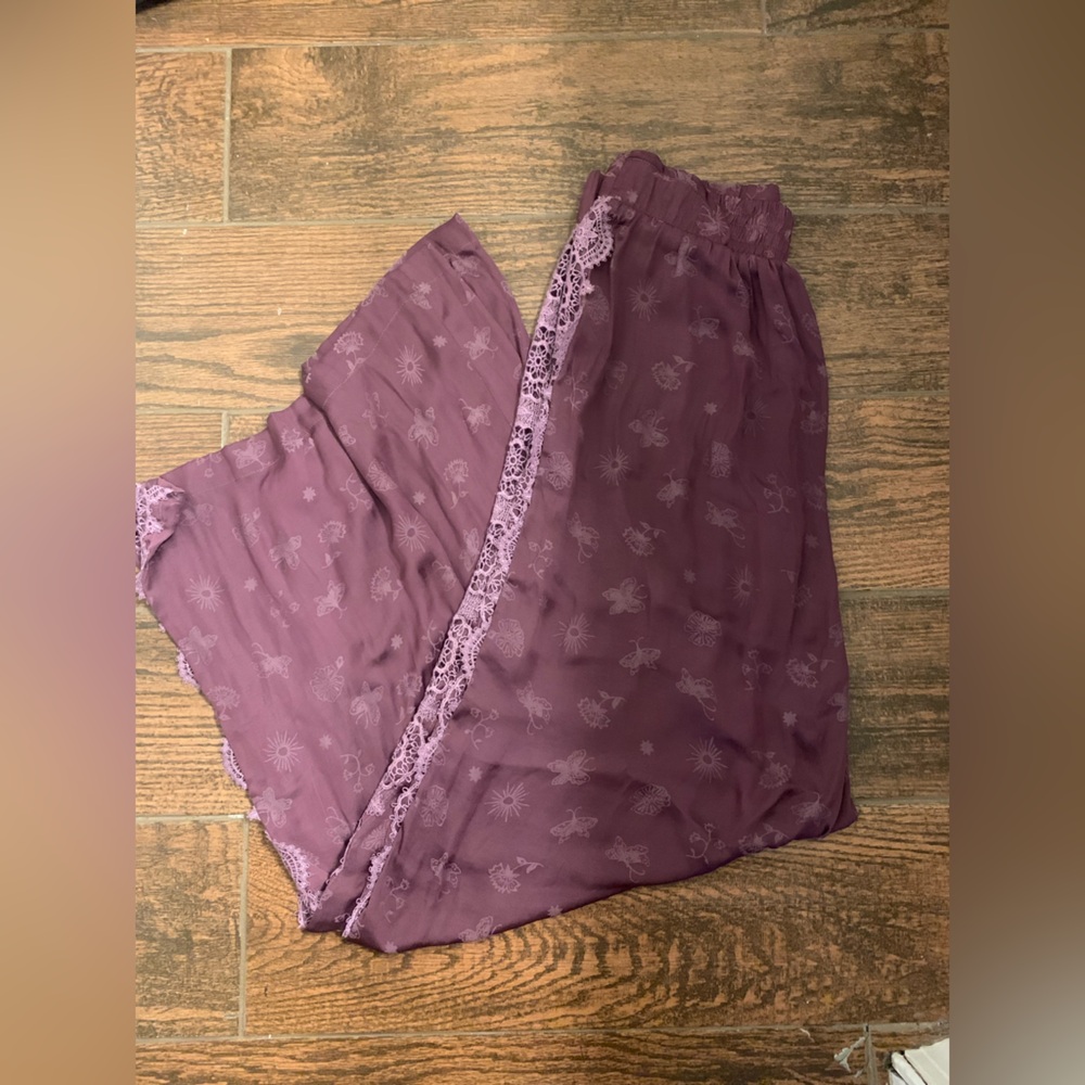 Silk free people wide leg lounge pants 💜